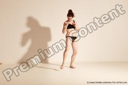 Underwear Martial art Woman White Moving poses Average long brown Dynamic poses Academic